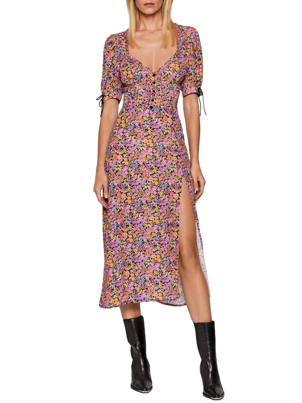 NWT For Love & Lemons Maud Floral Midi Dress Sz. XS